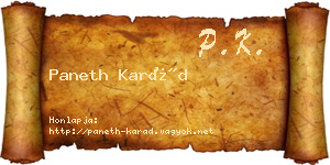 Paneth Karád névjegykártya